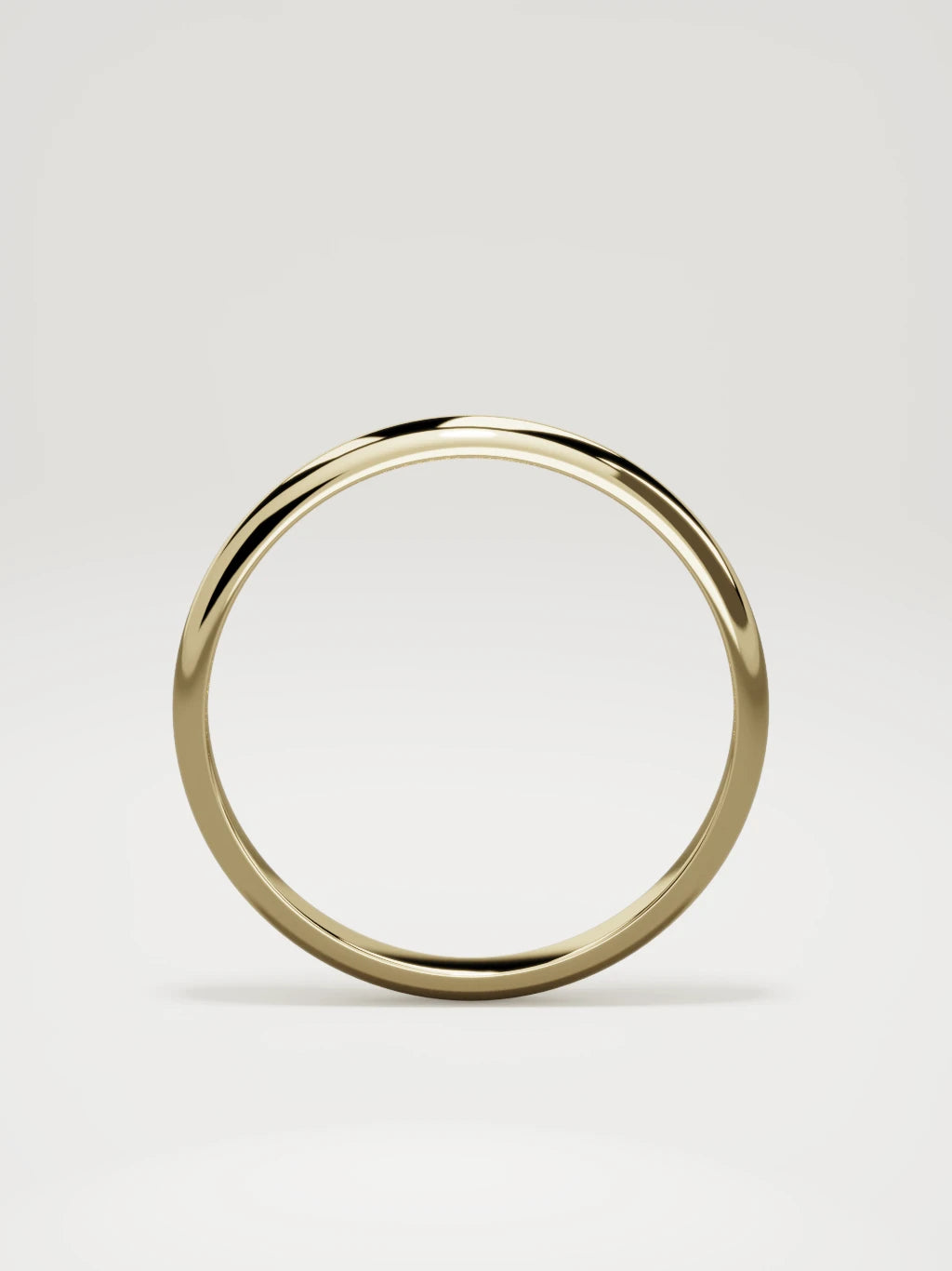 The Domo domed men's wedding band in 14K yellow gold, 3 mm, standing front view
