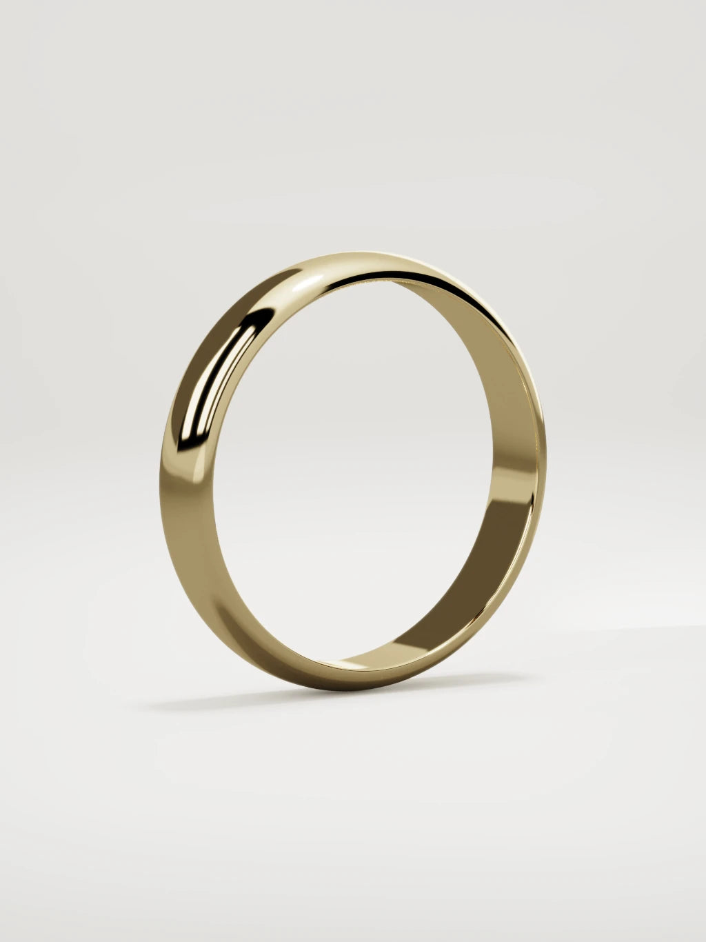 The Domo domed men's wedding band in 14K yellow gold, 4 mm, standing three-quarter view