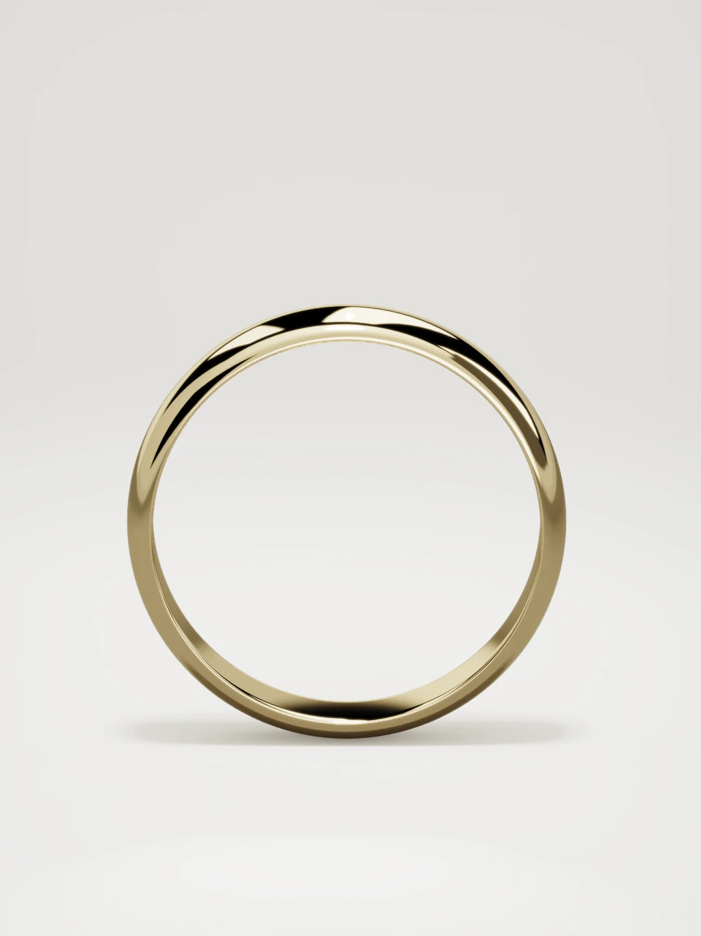 The Domo domed men's wedding band in 14K yellow gold, 5 mm, standing front view