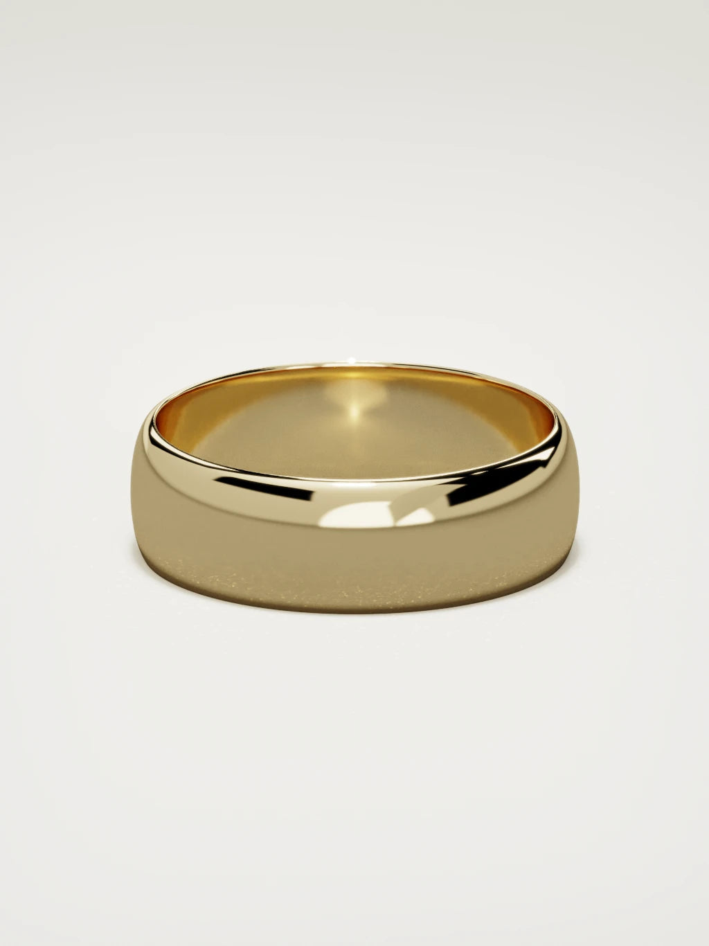 The Domo domed men's wedding band in 14K yellow gold, 7 mm, back view