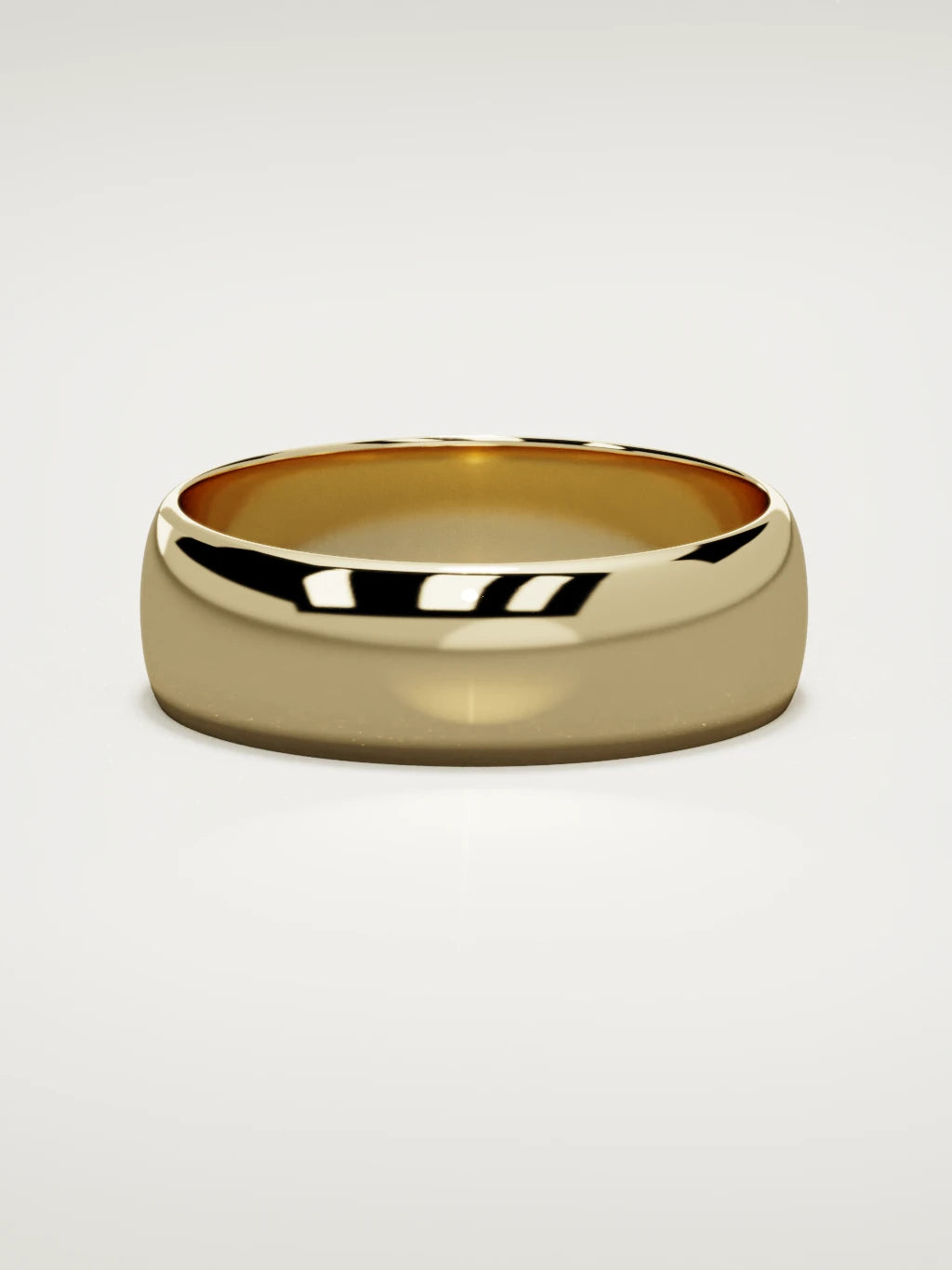 The Domo domed men's wedding band in 14K yellow gold, 7 mm, front view