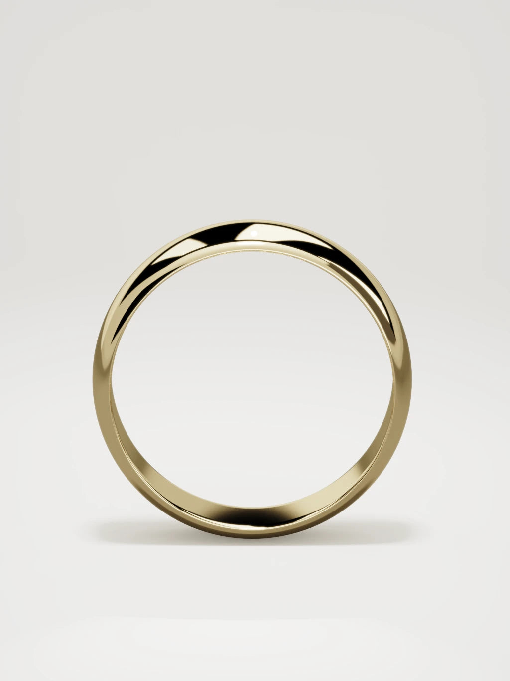 The Domo domed men's wedding band in 14K yellow gold, 7 mm, standing front view