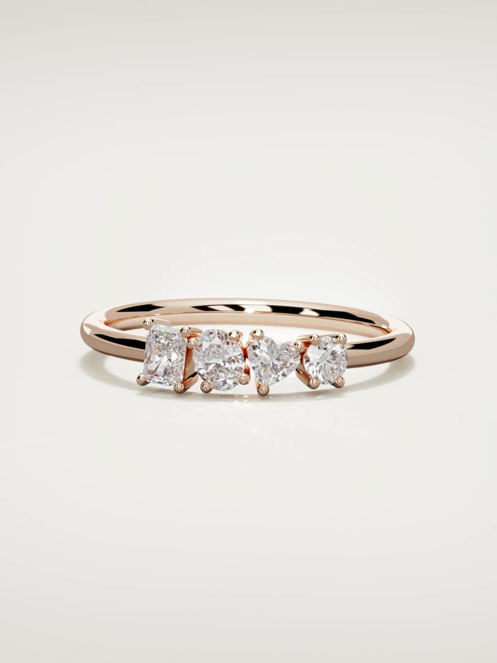 The Mixta mixed shape diamond ring in 14K rose gold, front view
