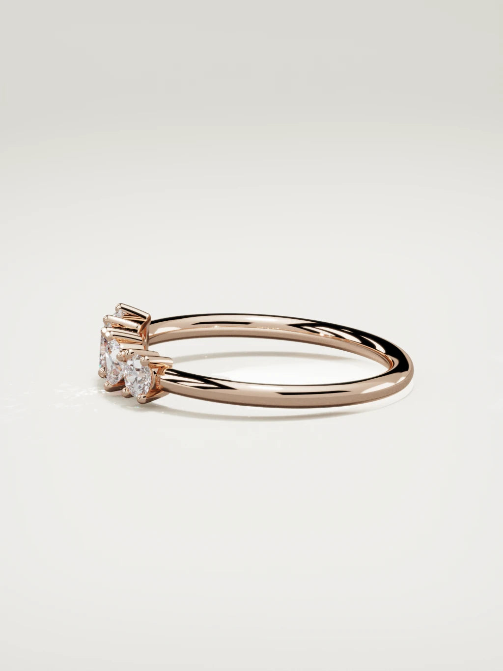 The Mixta mixed shape diamond ring in 14K rose gold, side view