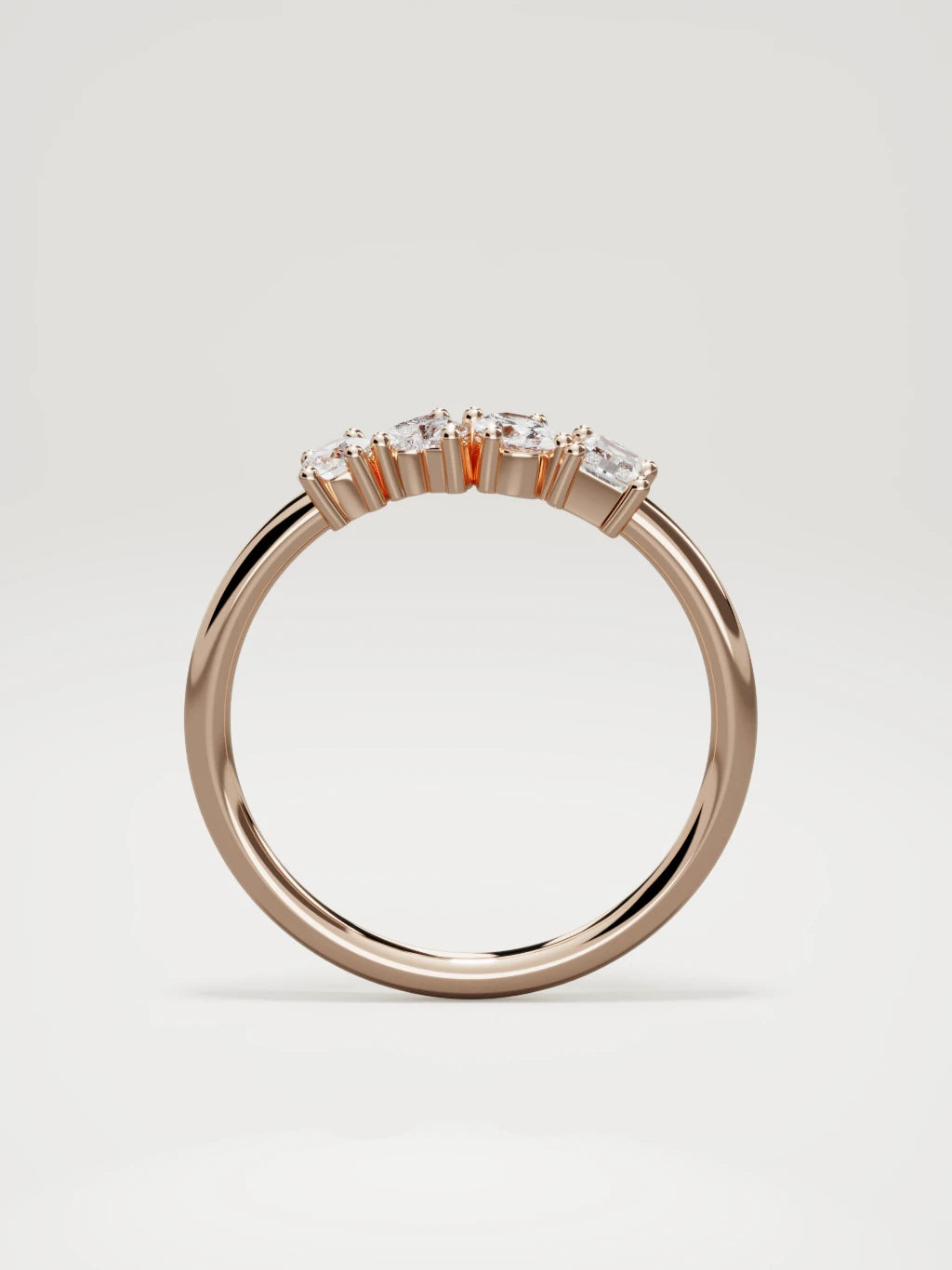 The Mixta mixed shape diamond ring in 14K rose gold, standing front view