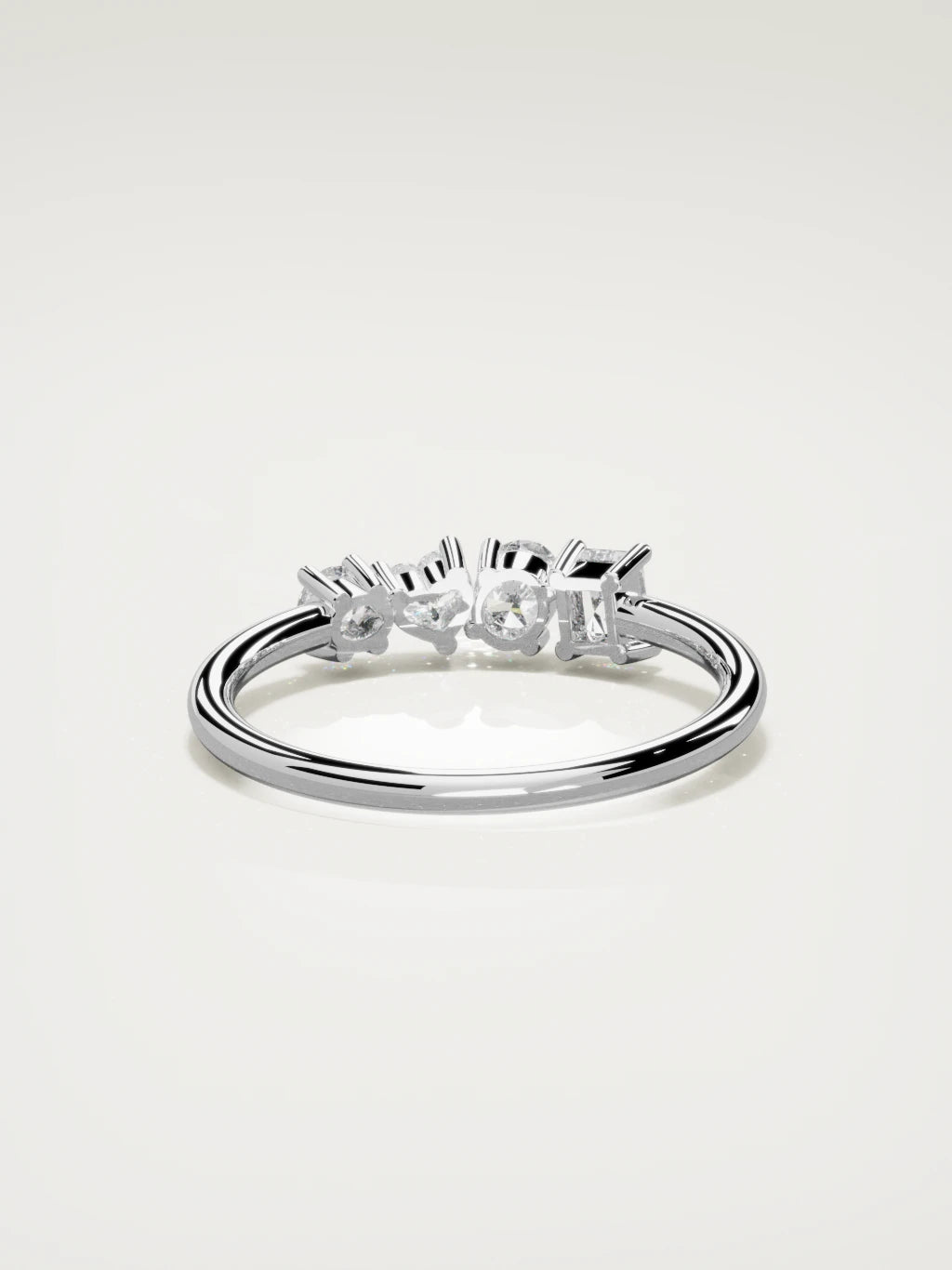 The Mixta mixed shape diamond ring in 14K white gold, back view