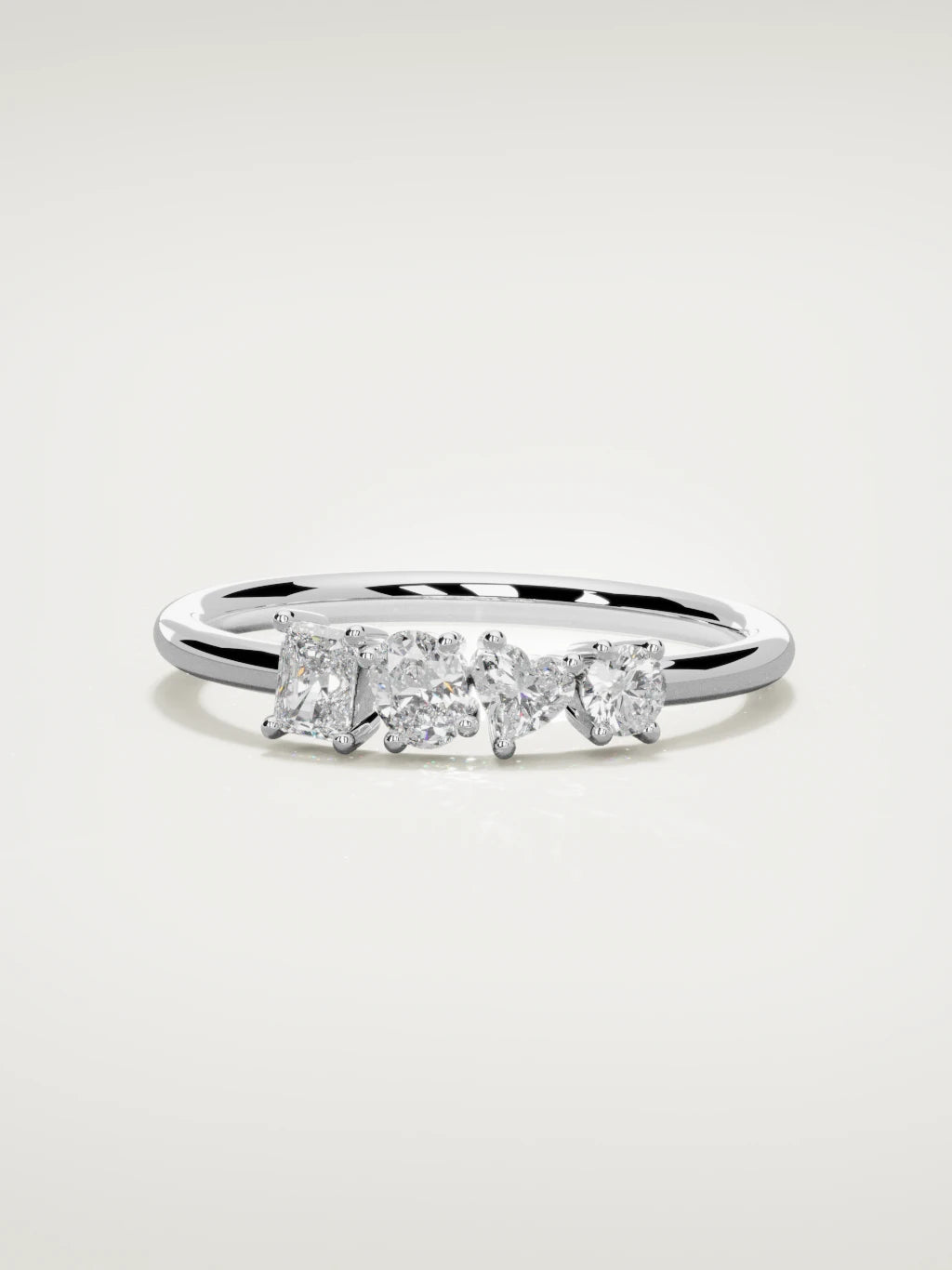 The Mixta mixed shape diamond ring in 14K white gold, front view