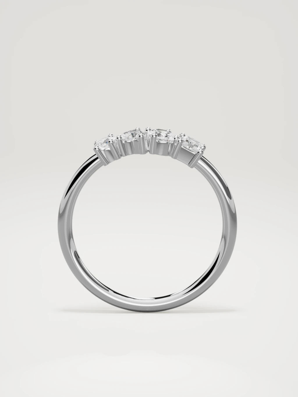 The Mixta mixed shape diamond ring in 14K white gold, standing front view