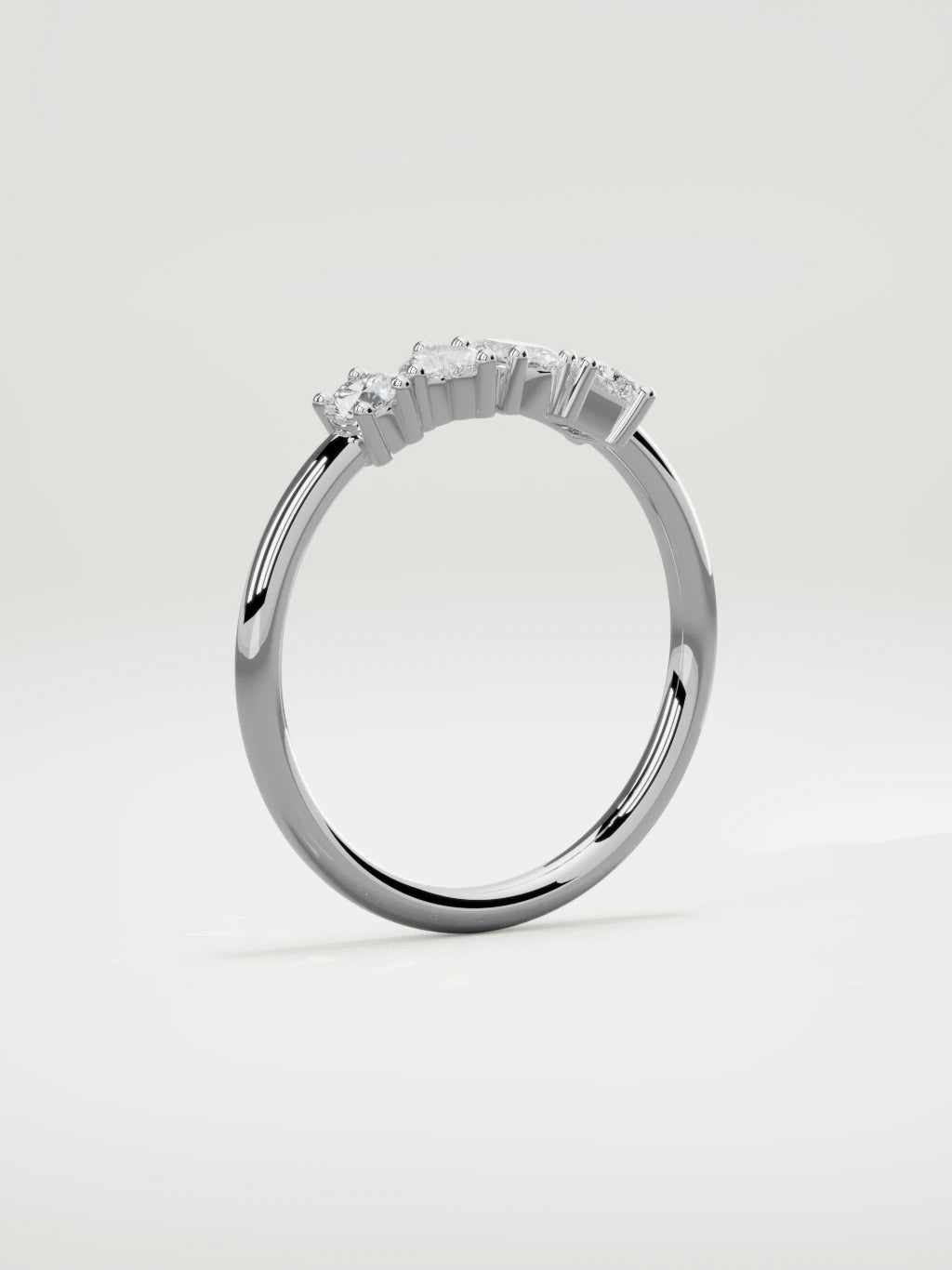 The Mixta mixed shape diamond ring in 14K white gold, standing three-quarter view