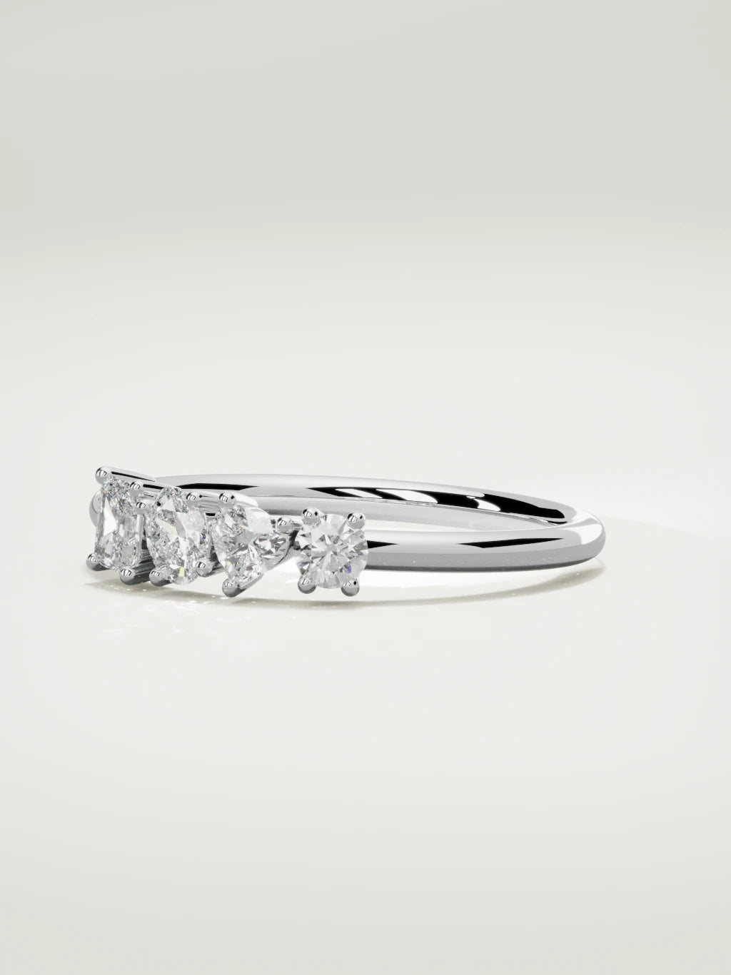 The Mixta mixed shape diamond ring in 14K white gold, three-quarter view