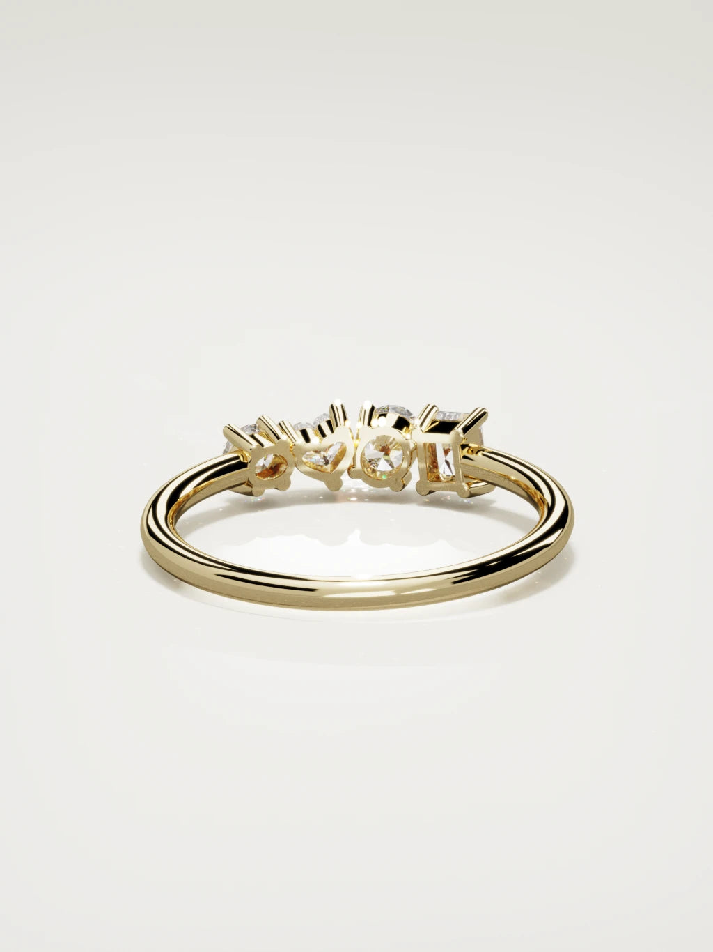 The Mixta mixed shape diamond ring in 14K yellow gold, back view