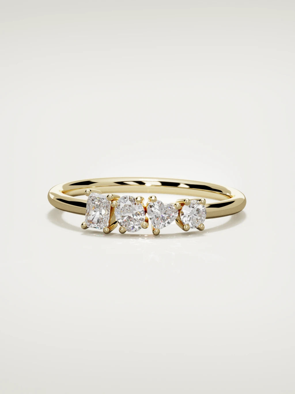 The Mixta mixed shape diamond ring in 14K yellow gold, front view