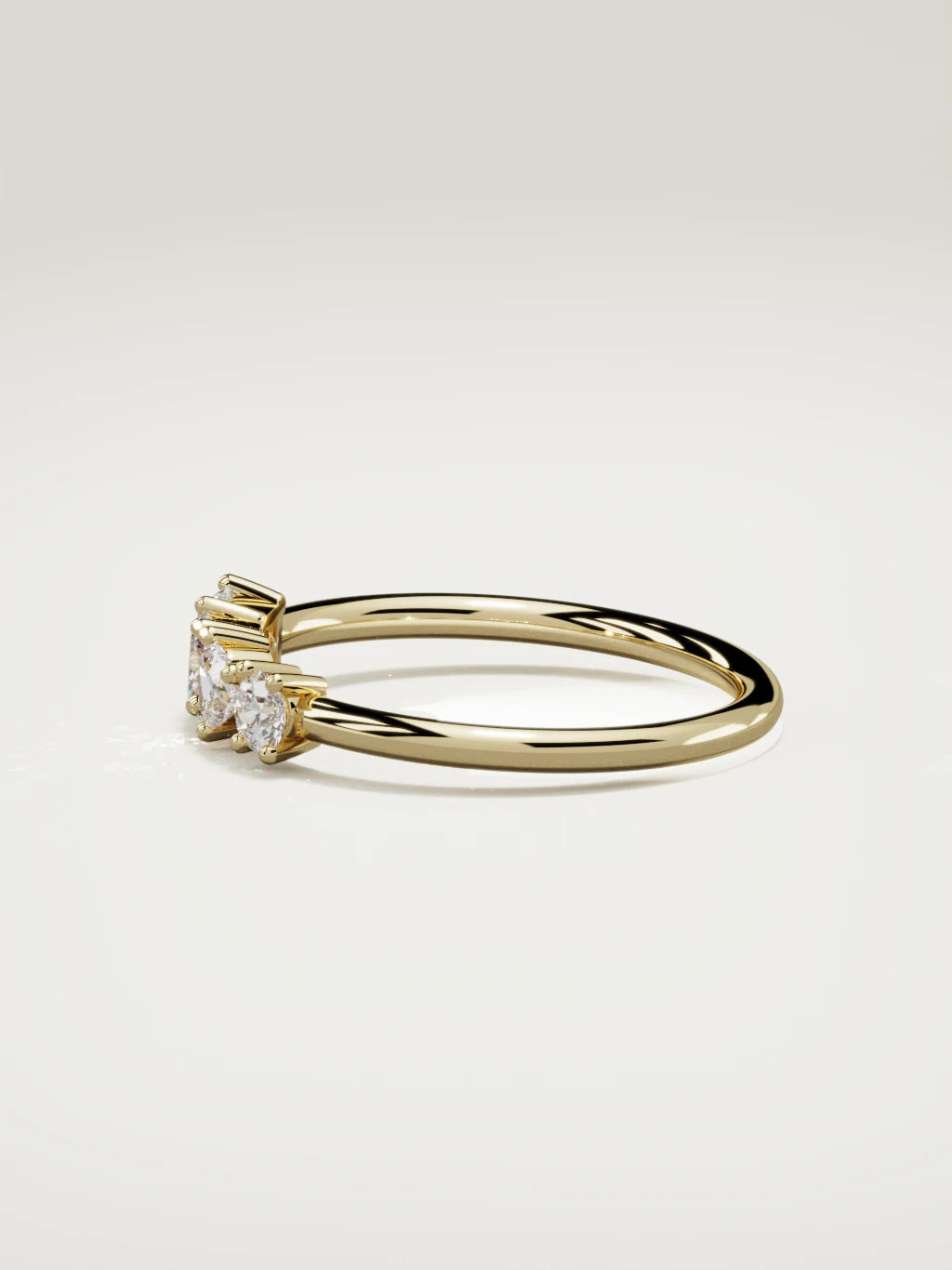 The Mixta mixed shape diamond ring in 14K yellow gold, side view