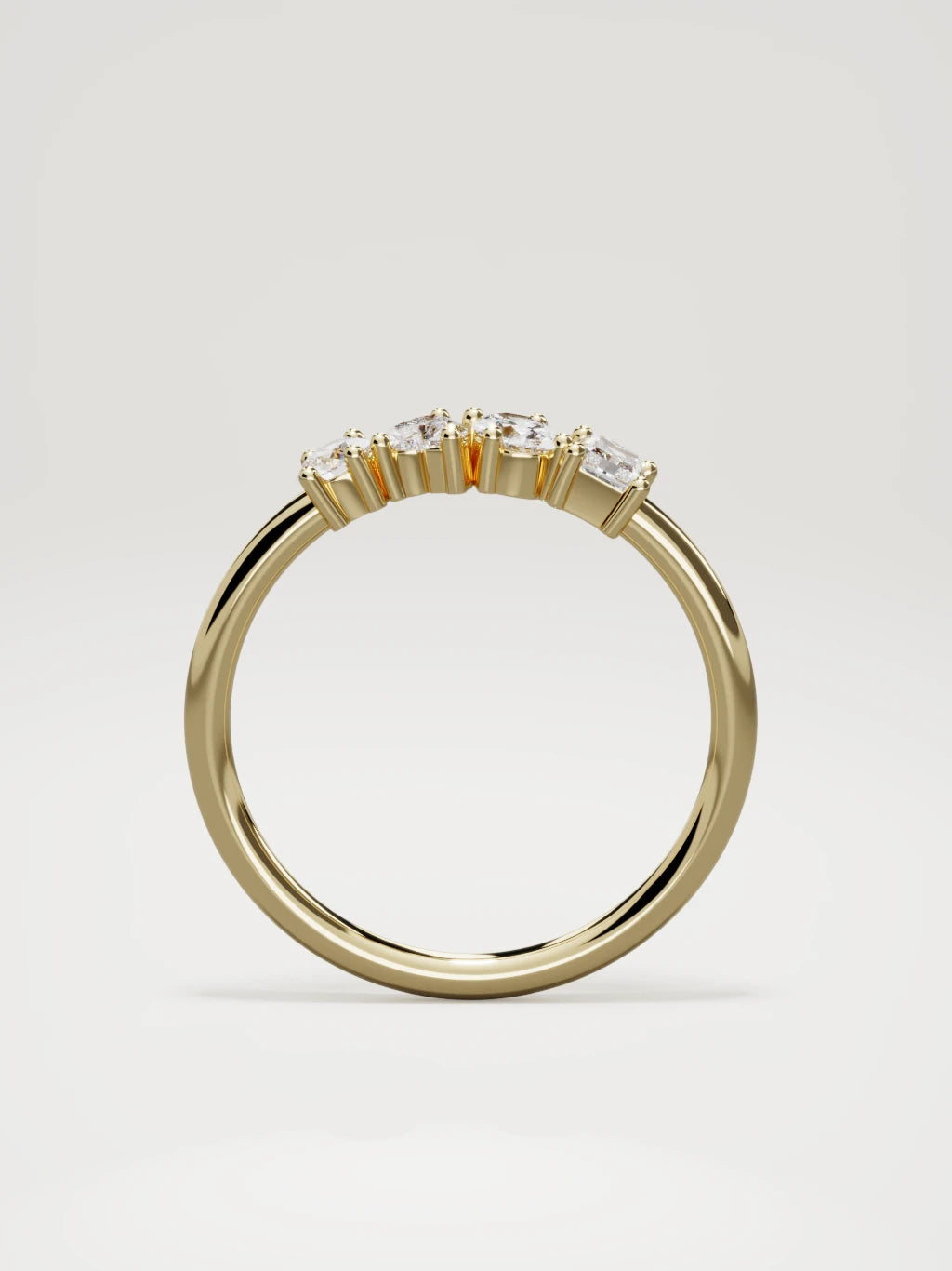 The Mixta mixed shape diamond ring in 14K yellow gold, standing front view