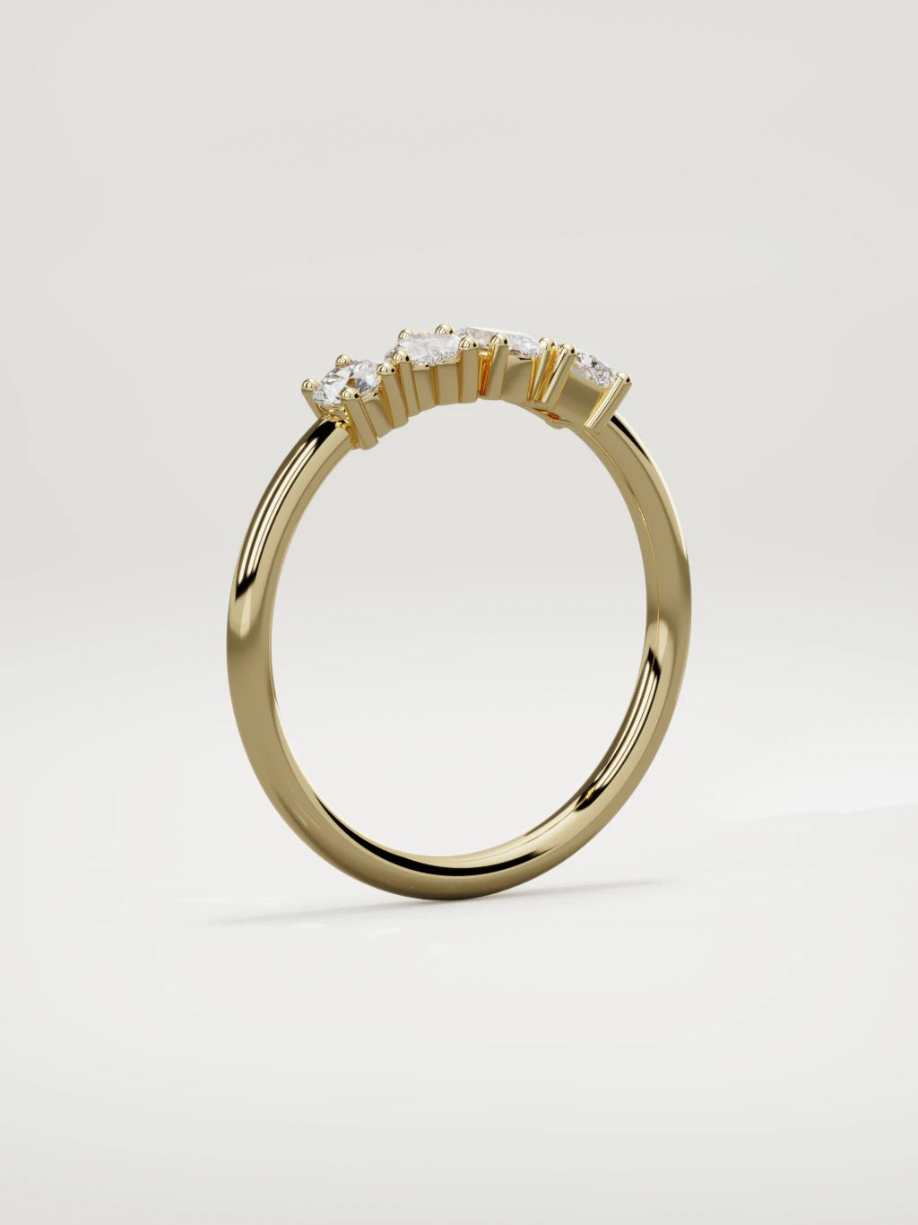 The Mixta mixed shape diamond ring in 14K yellow gold, standing three-quarter view