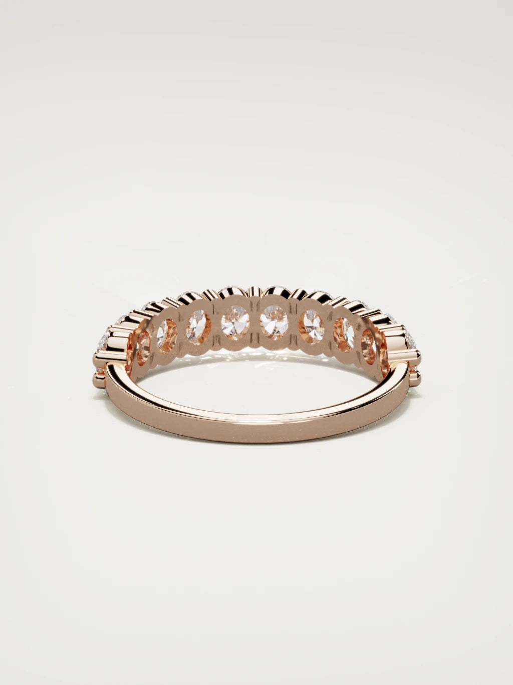 The Musa north-south oval half eternity band in 14K rose gold, back view