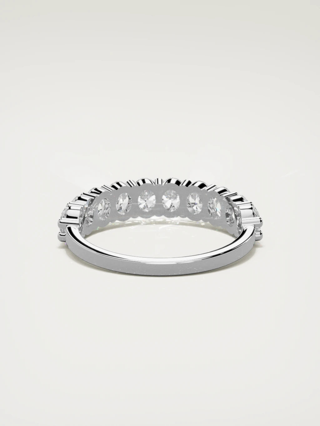 The Musa north-south oval half eternity band in 14K white gold, back view