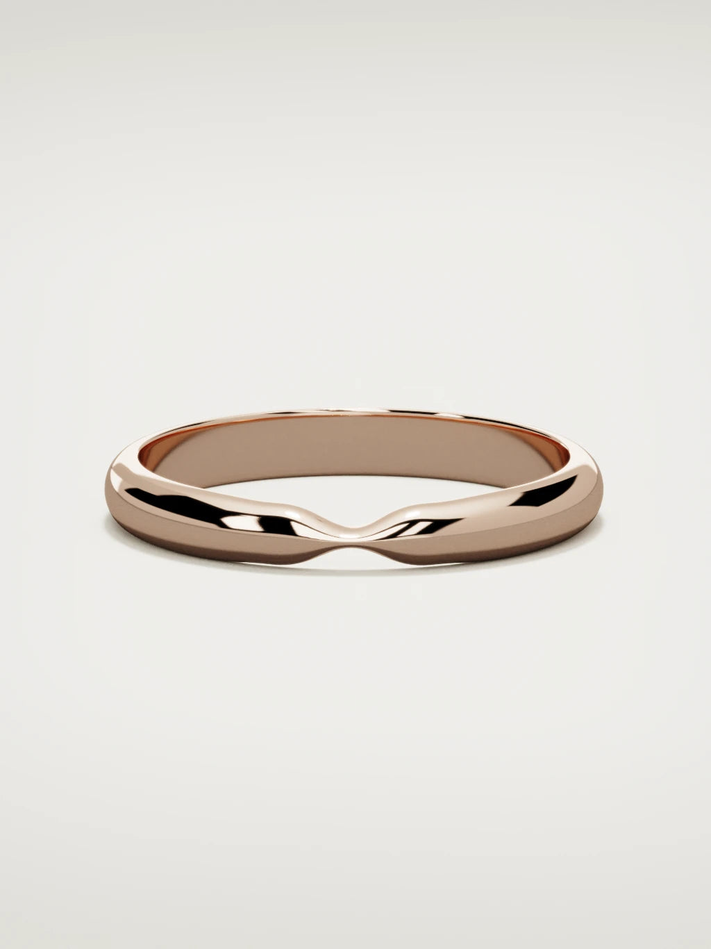 The Nido notched contour wedding band in 14K rose gold, front view