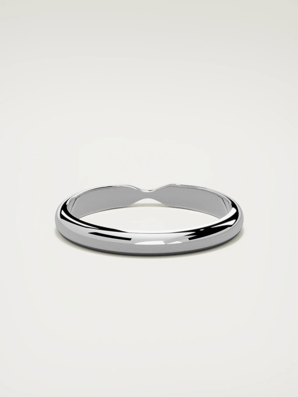 The Nido notched contour wedding band in 14K white gold, back view