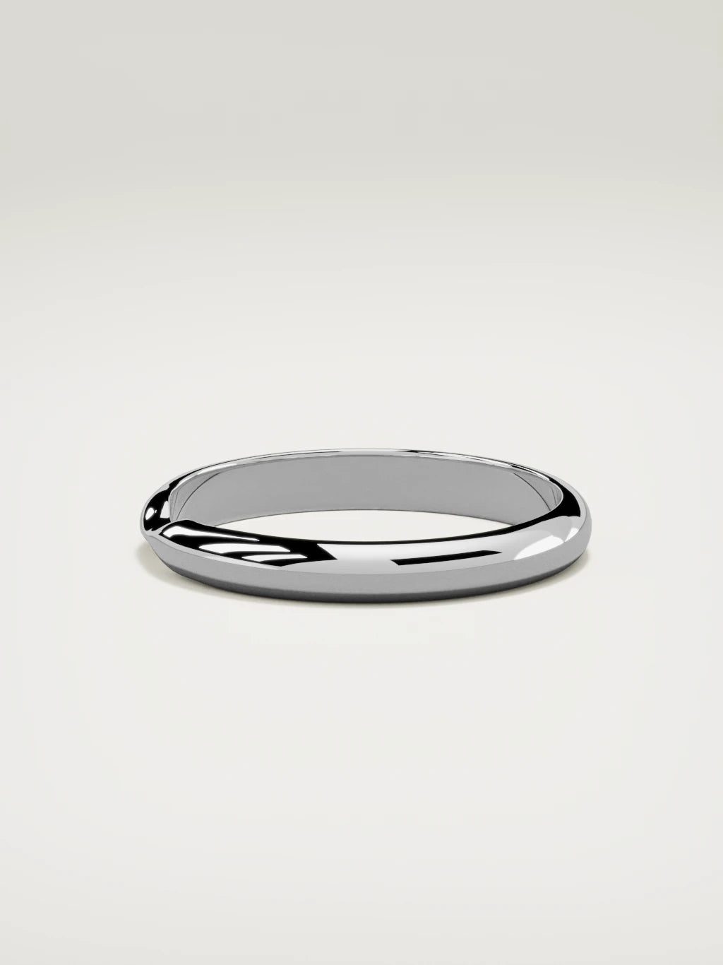 The Nido notched contour wedding band in 14K white gold, side view