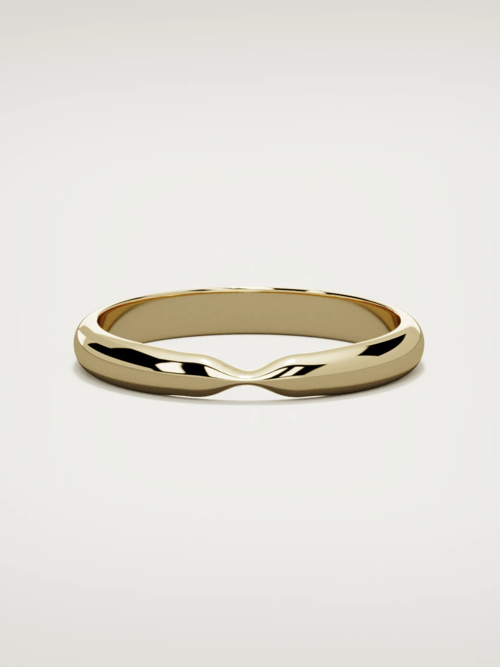The Nido notched contour wedding band in 14K yellow gold, front view