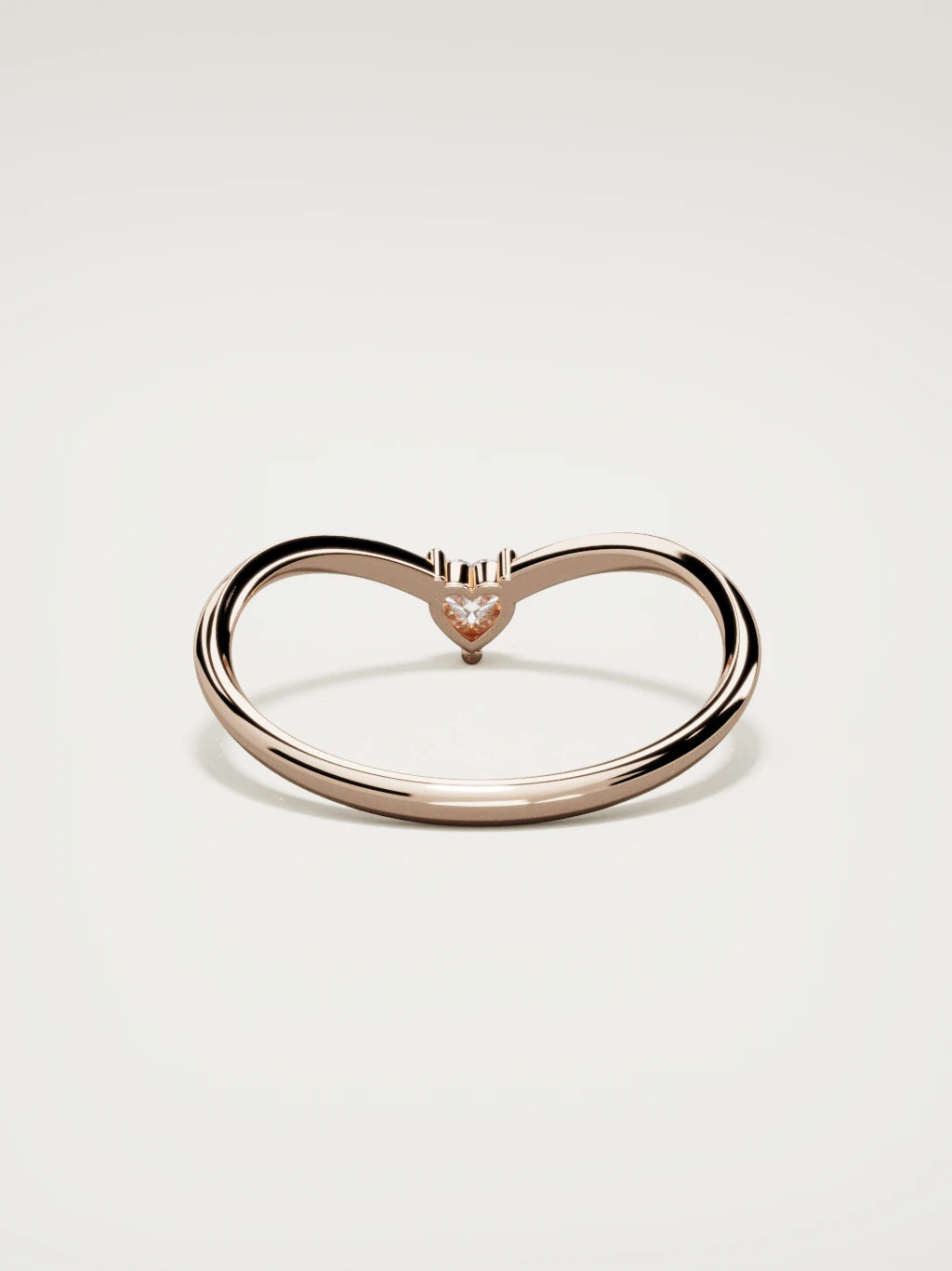 The Pico chevron heart diamond band in 14K rose gold, back view