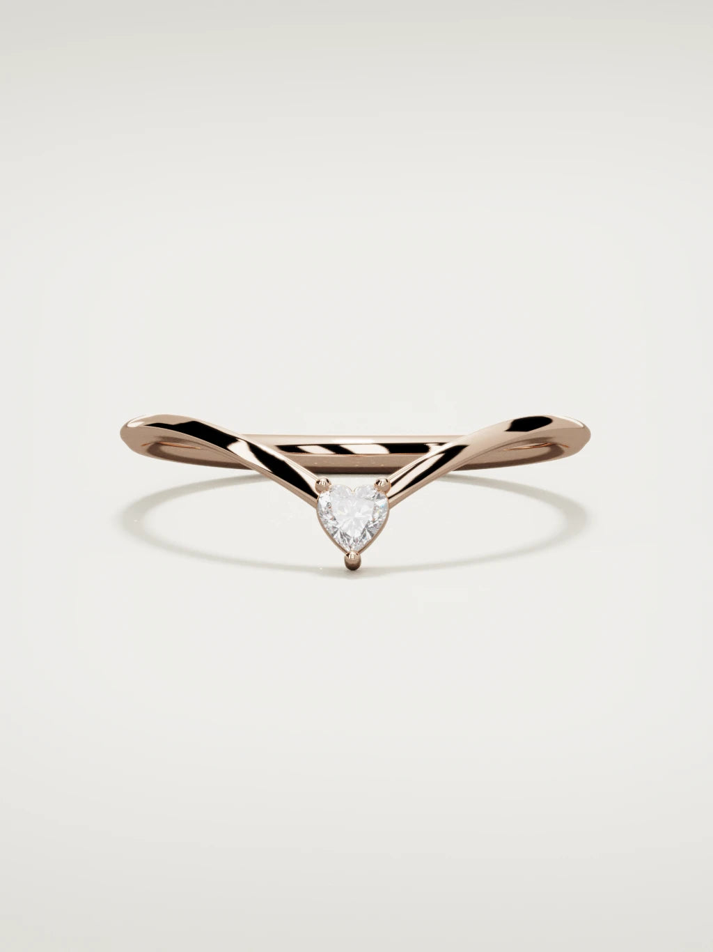The Pico chevron heart diamond band in 14K rose gold, front view