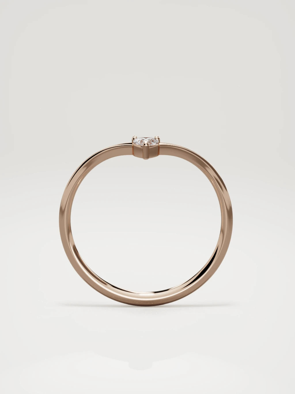 The Pico chevron heart diamond band in 14K rose gold, standing front view