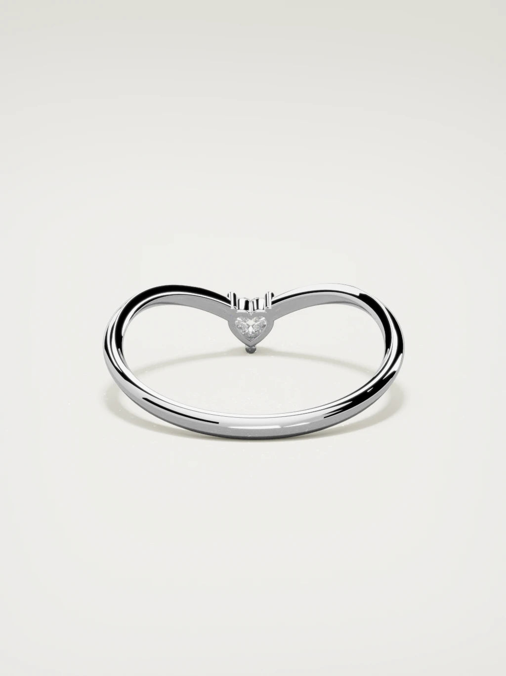 The Pico chevron heart diamond band in 14K white gold, back view