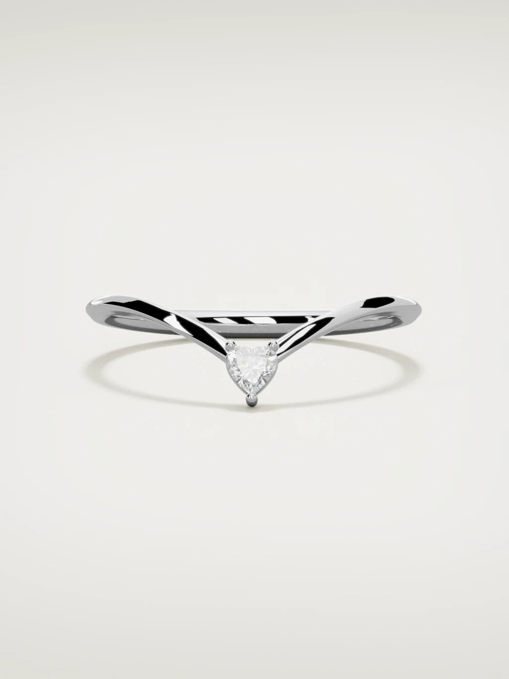 The Pico chevron heart diamond band in 14K white gold, front view