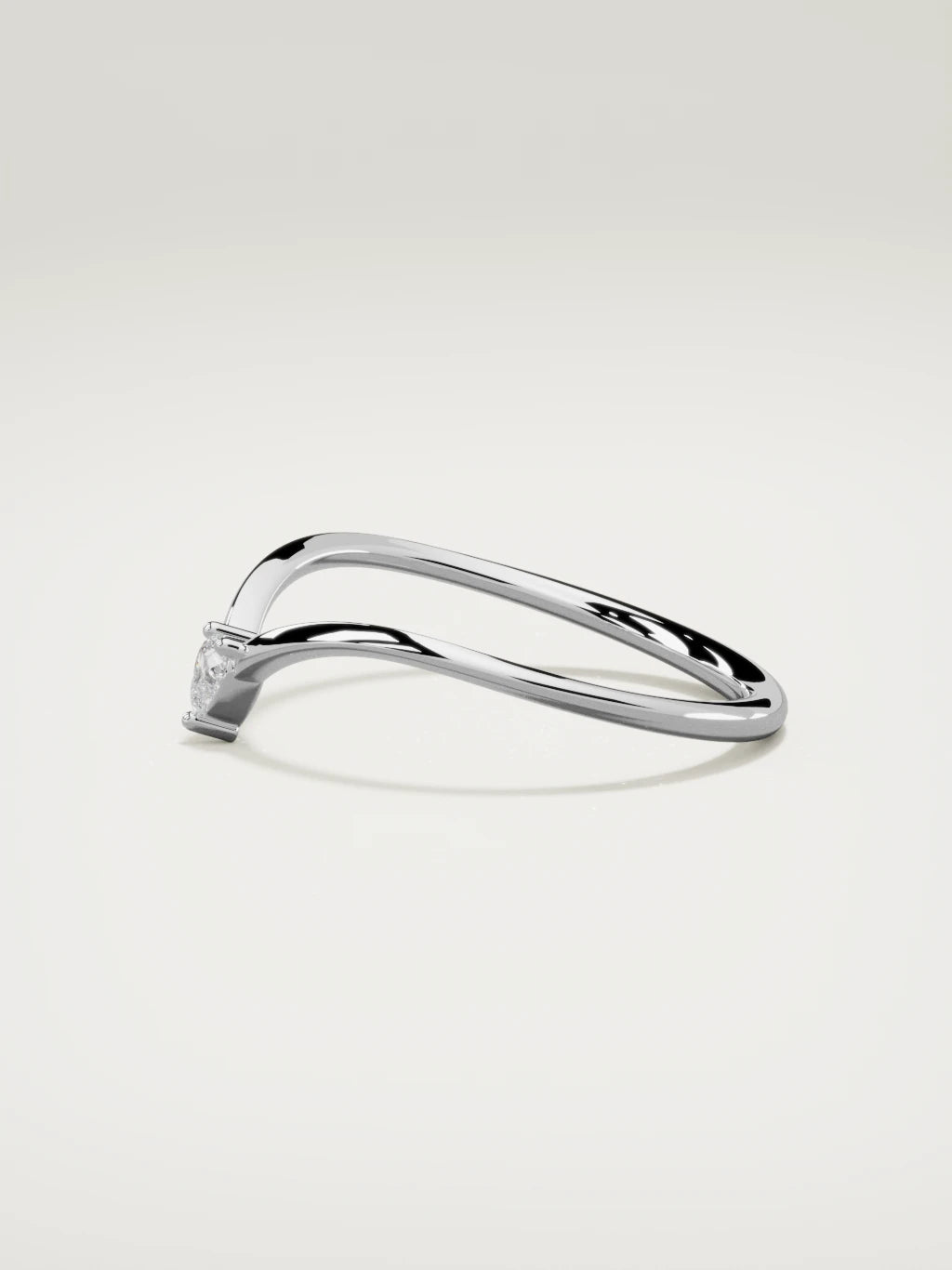 The Pico chevron heart diamond band in 14K white gold, side view