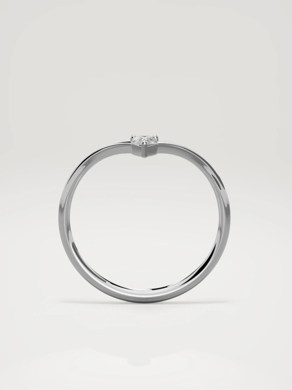 The Pico chevron heart diamond band in 14K white gold, standing front view