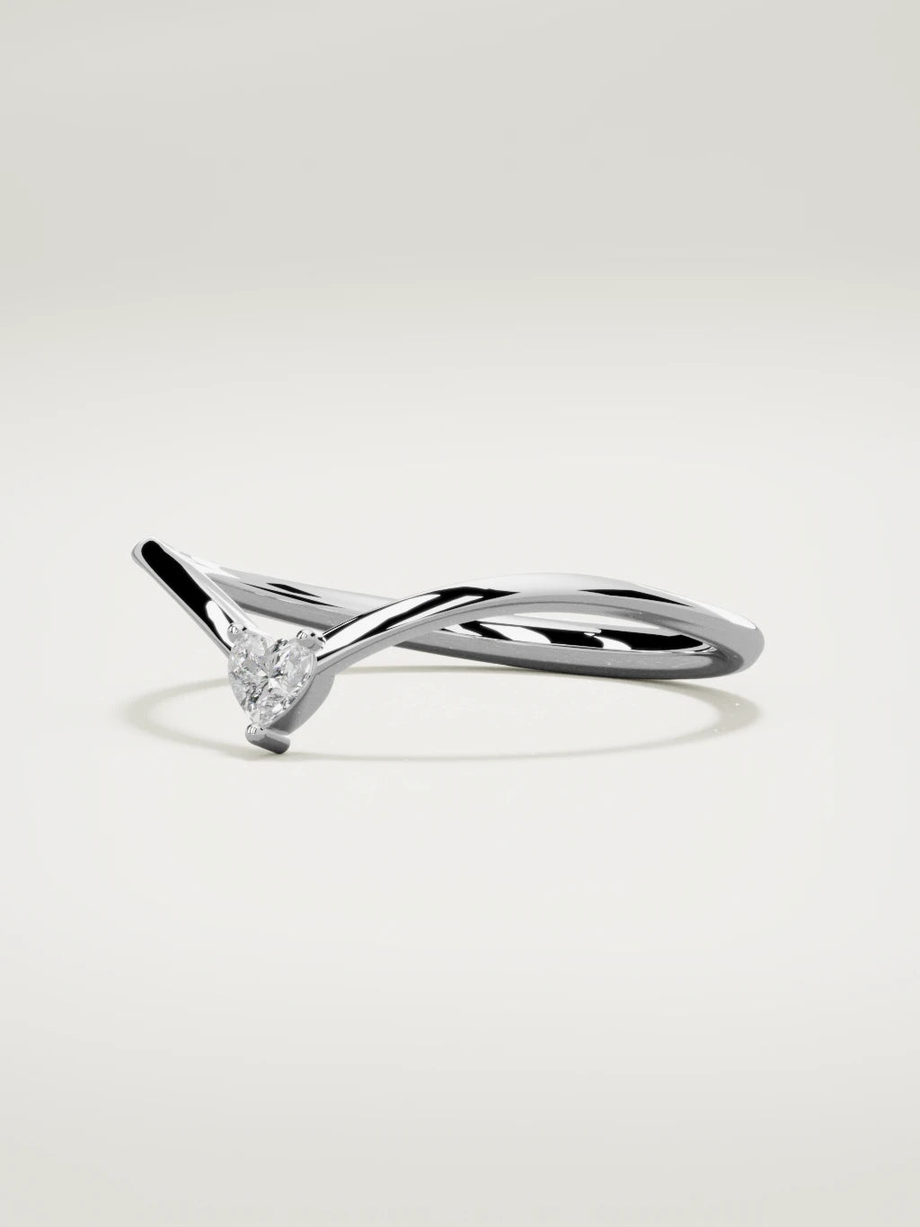 The Pico chevron heart diamond band in 14K white gold, three-quarter view