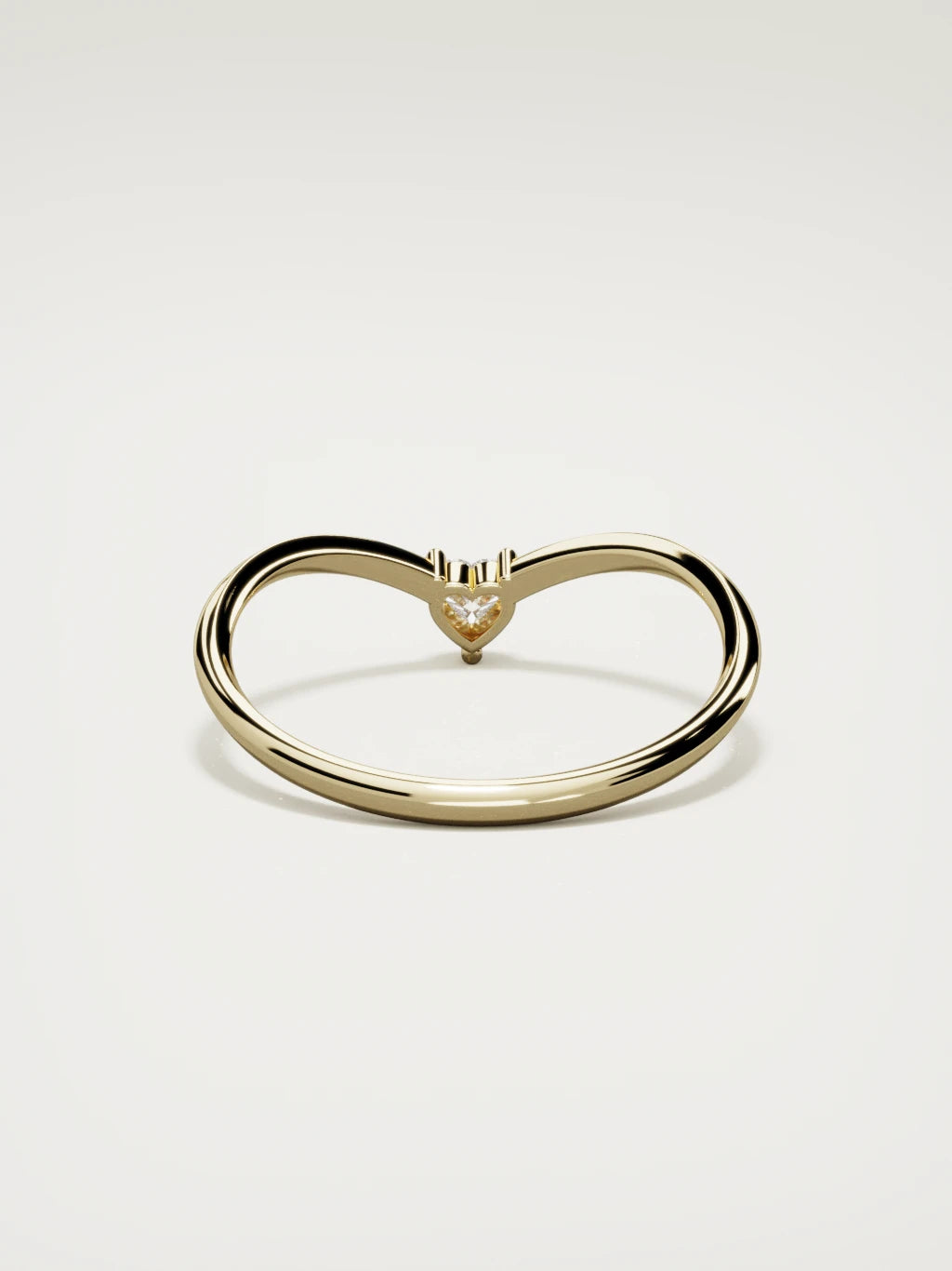 The Pico chevron heart diamond band in 14K yellow gold, back view