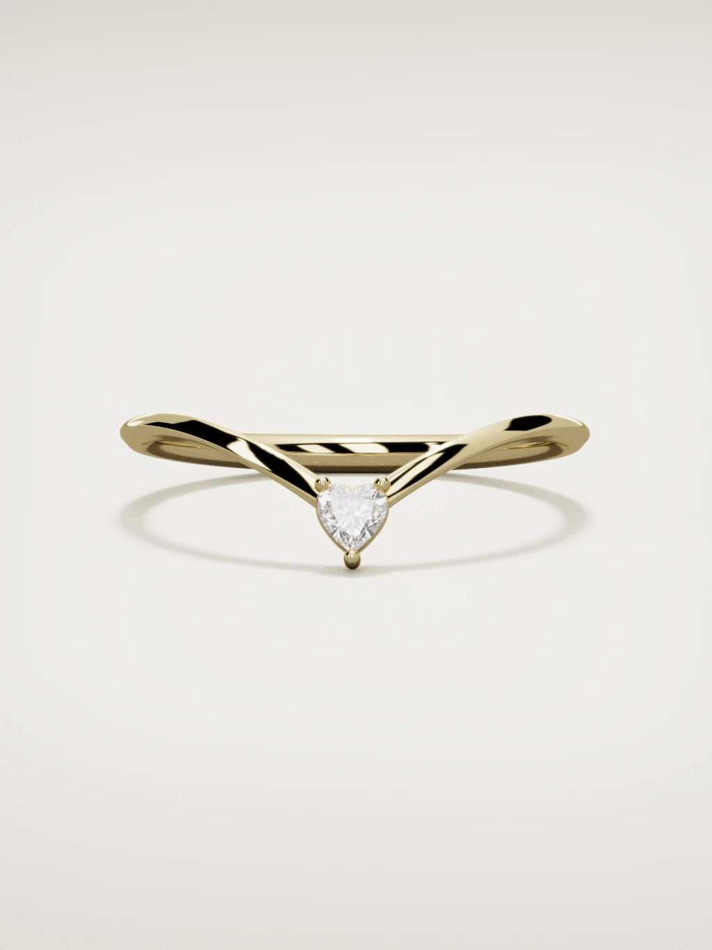 The Pico chevron heart diamond band in 14K yellow gold, front view