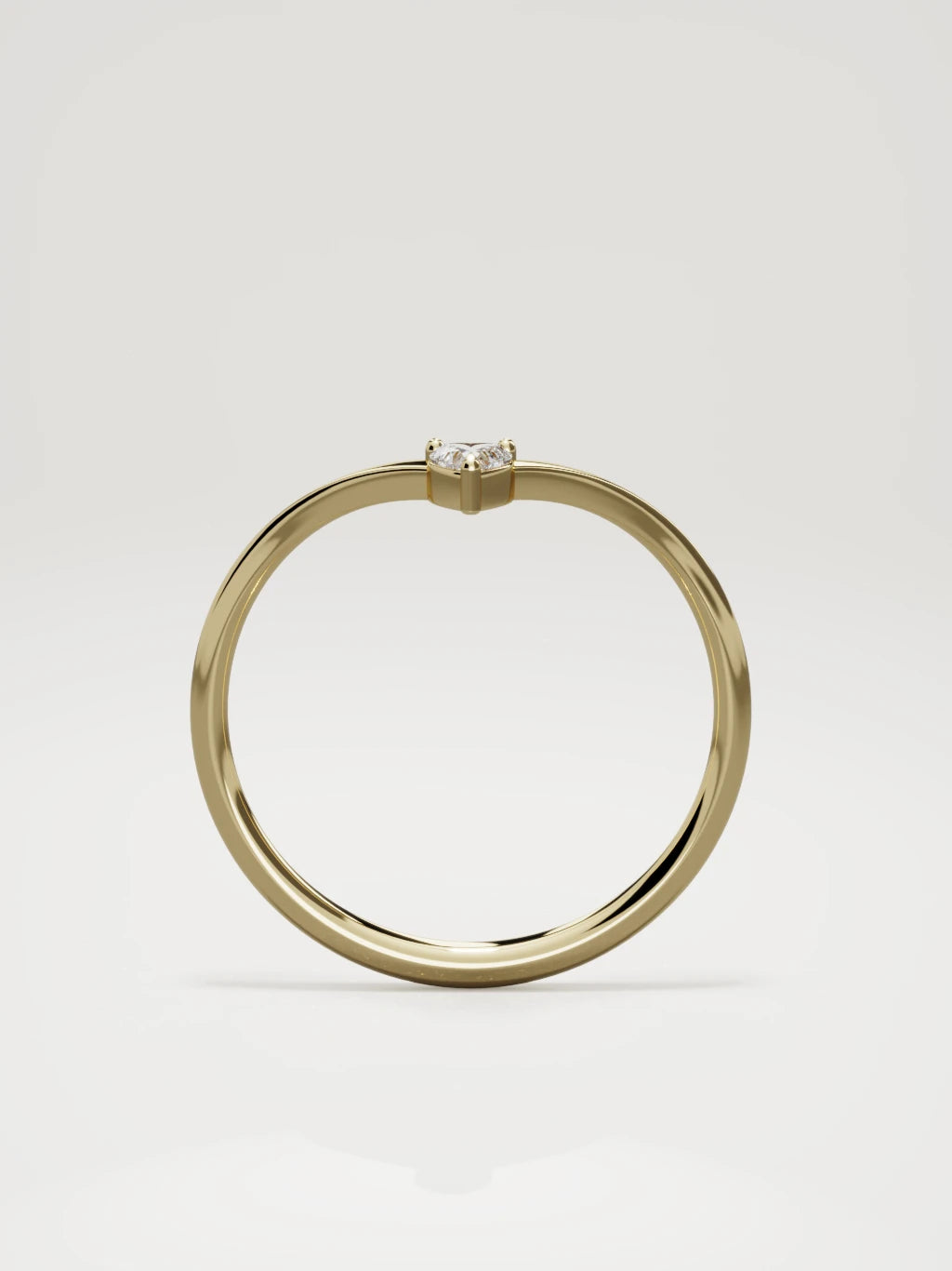 The Pico chevron heart diamond band in 14K yellow gold, standing front view
