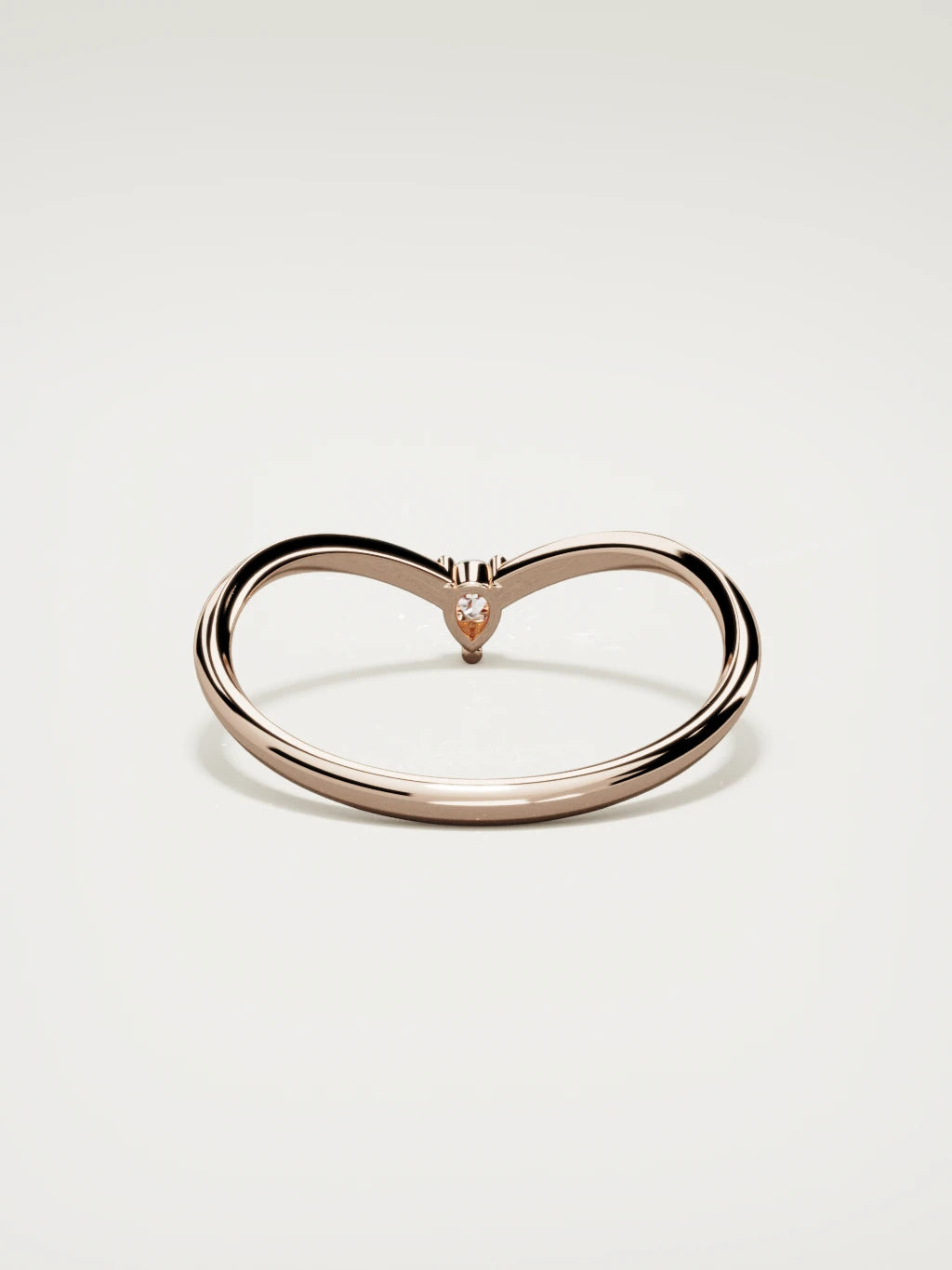 The Pico chevron pear diamond band in 14K rose gold, back view