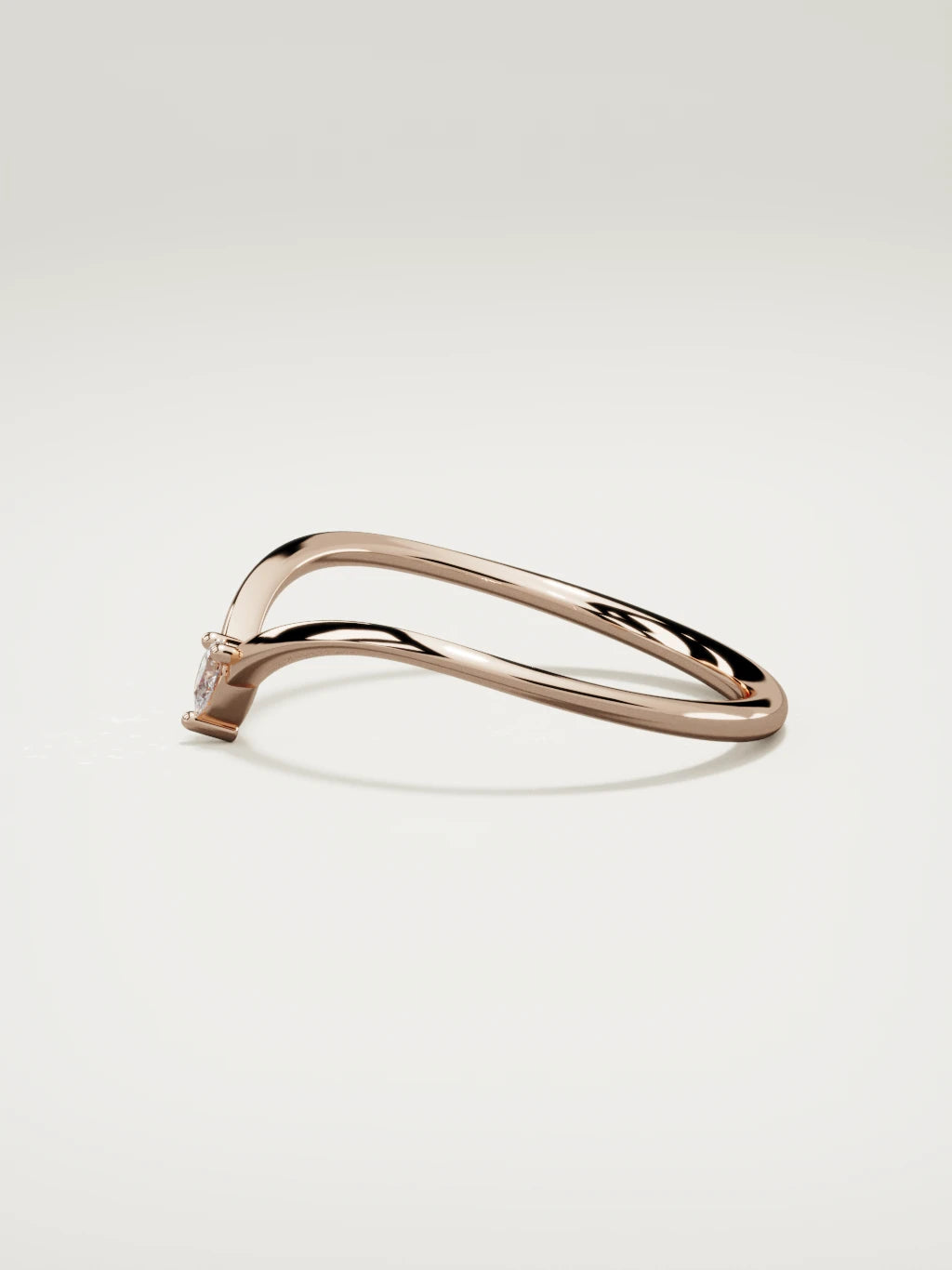 The Pico chevron pear diamond band in 14K rose gold, side view
