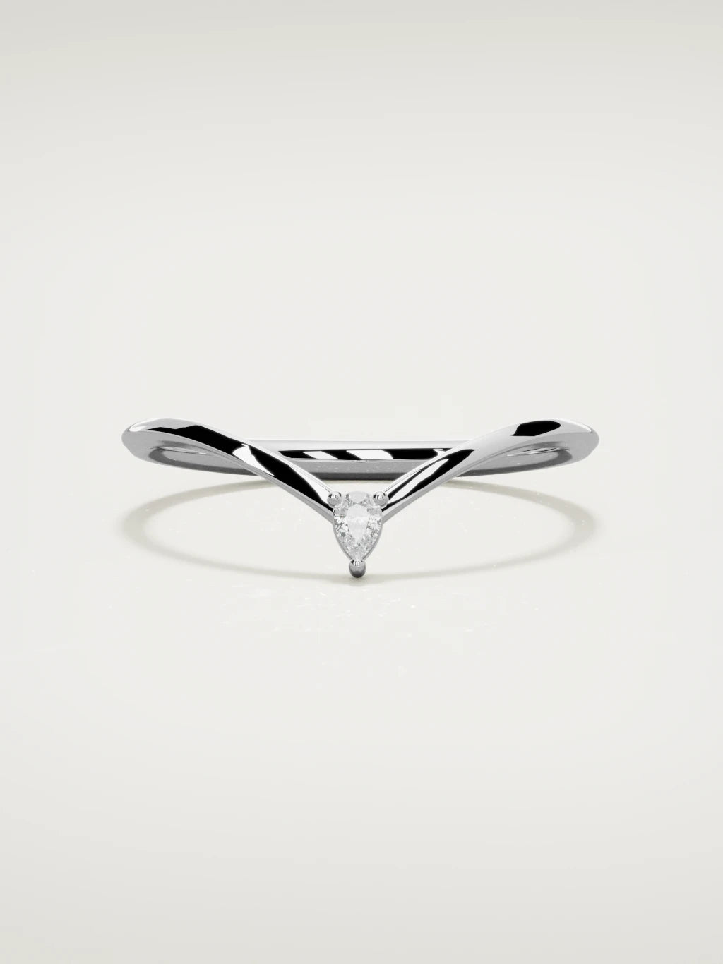 The Pico chevron pear diamond band in 14K white gold, front view