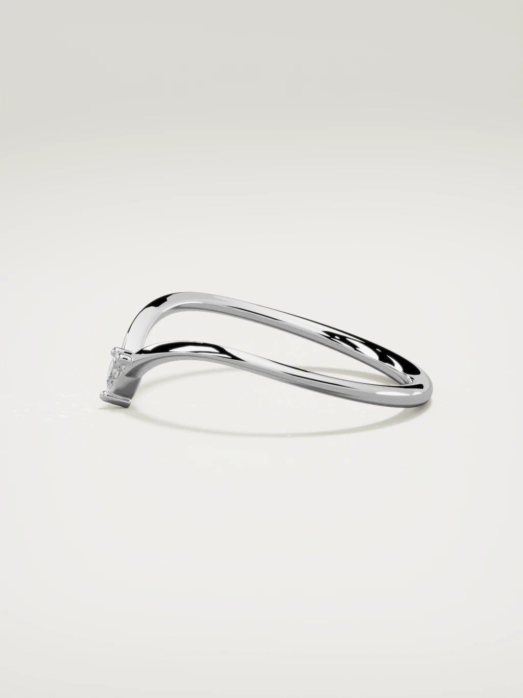 The Pico chevron pear diamond band in 14K white gold, side view