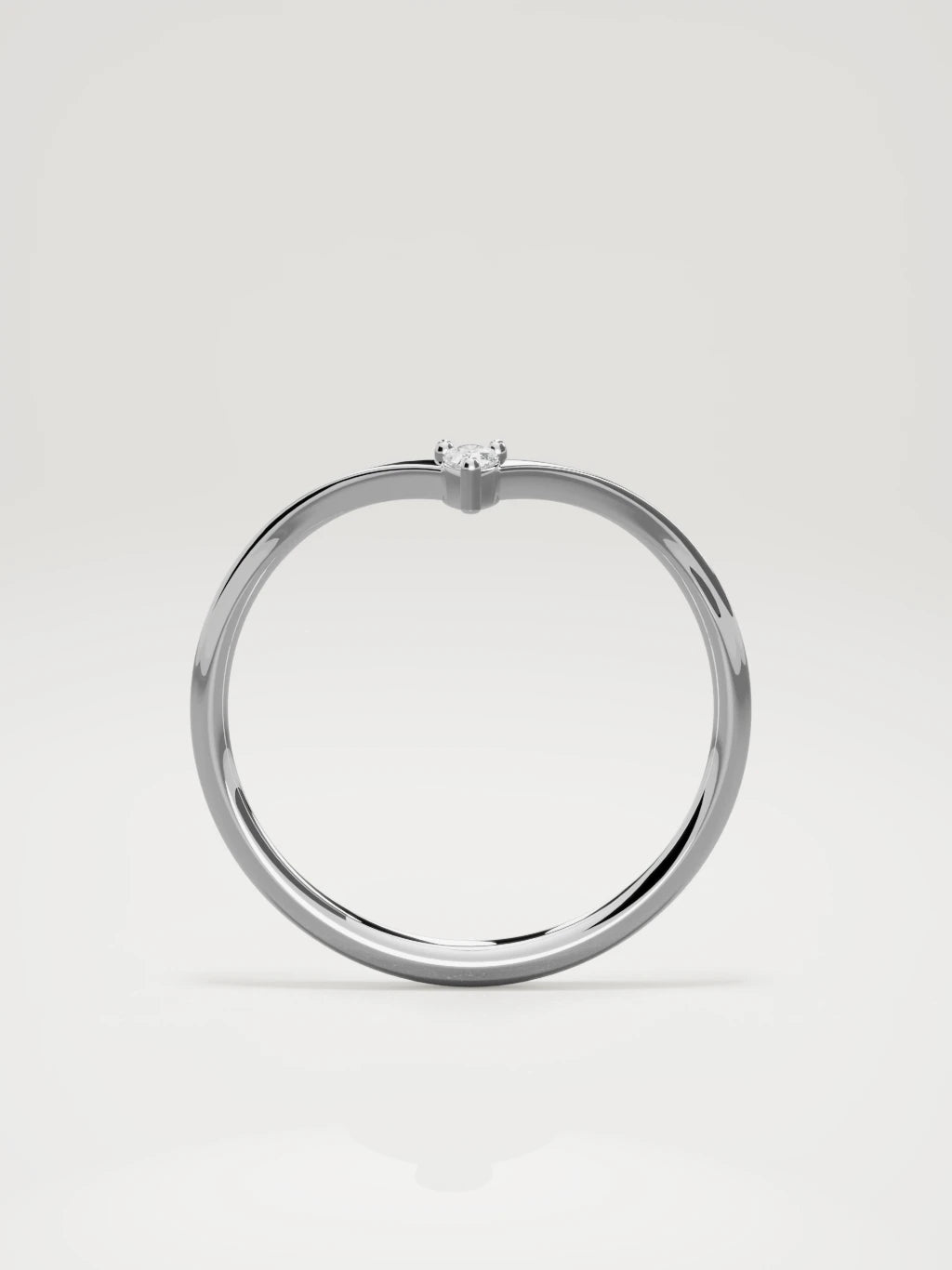 The Pico chevron pear diamond band in 14K white gold, standing front view