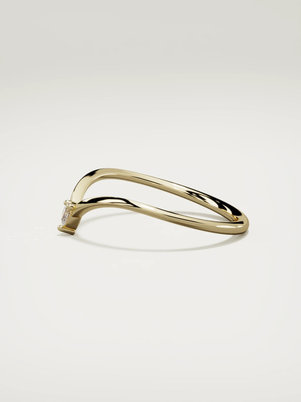 The Pico chevron pear diamond band in 14K yellow gold, side view
