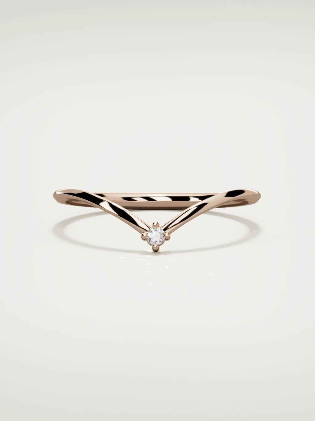The Pico chevron round diamond band in 14K rose gold, front view