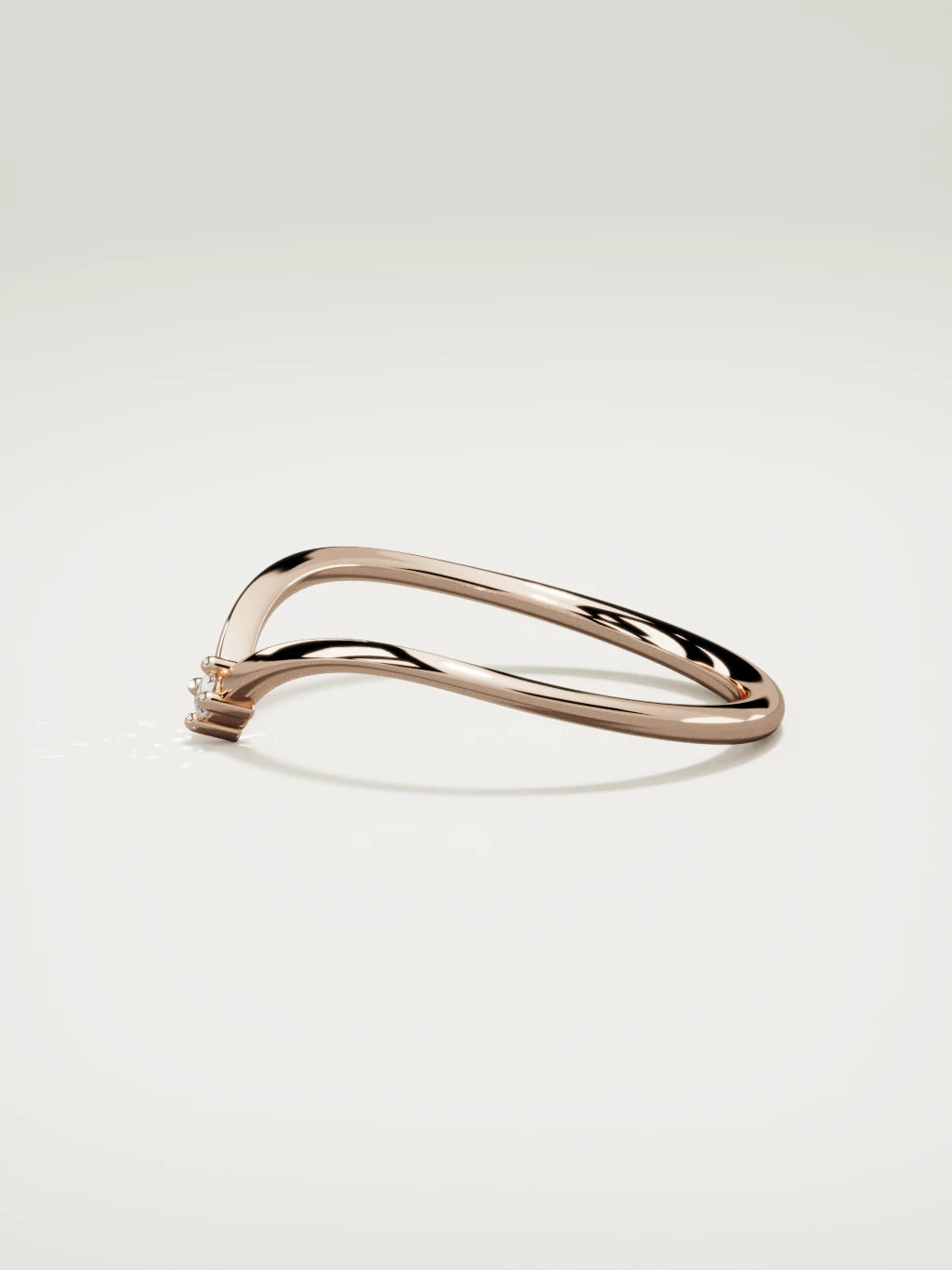 The Pico chevron round diamond band in 14K rose gold, side view