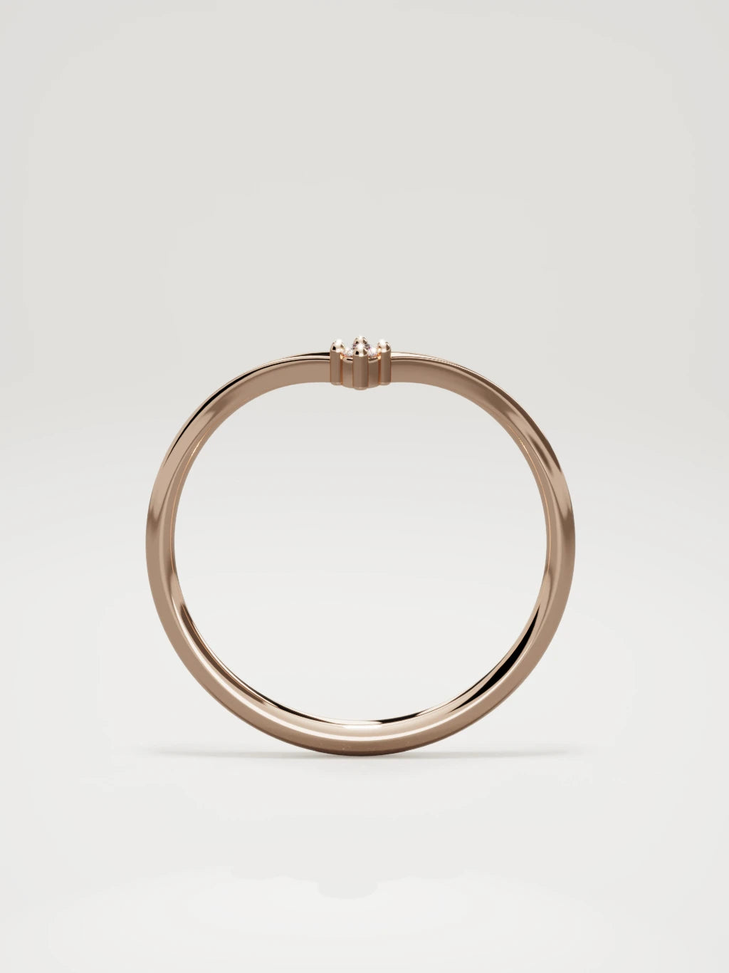 The Pico chevron round diamond band in 14K rose gold, standing front view