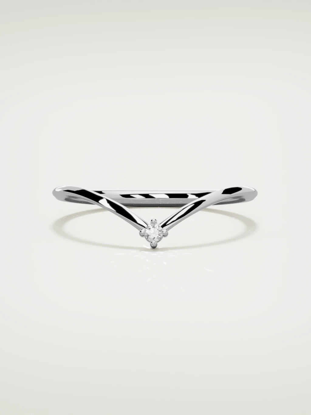 The Pico chevron round diamond band in 14K white gold, front view
