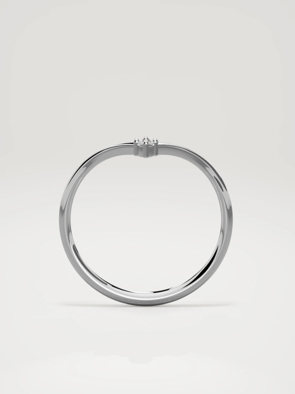 The Pico chevron round diamond band in 14K white gold, standing front view