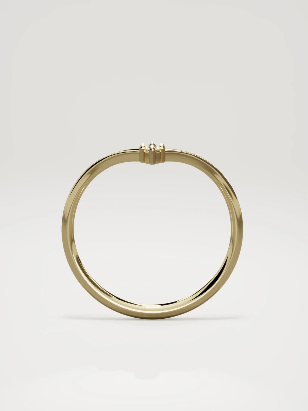 The Pico chevron round diamond band in 14K yellow gold, standing front view