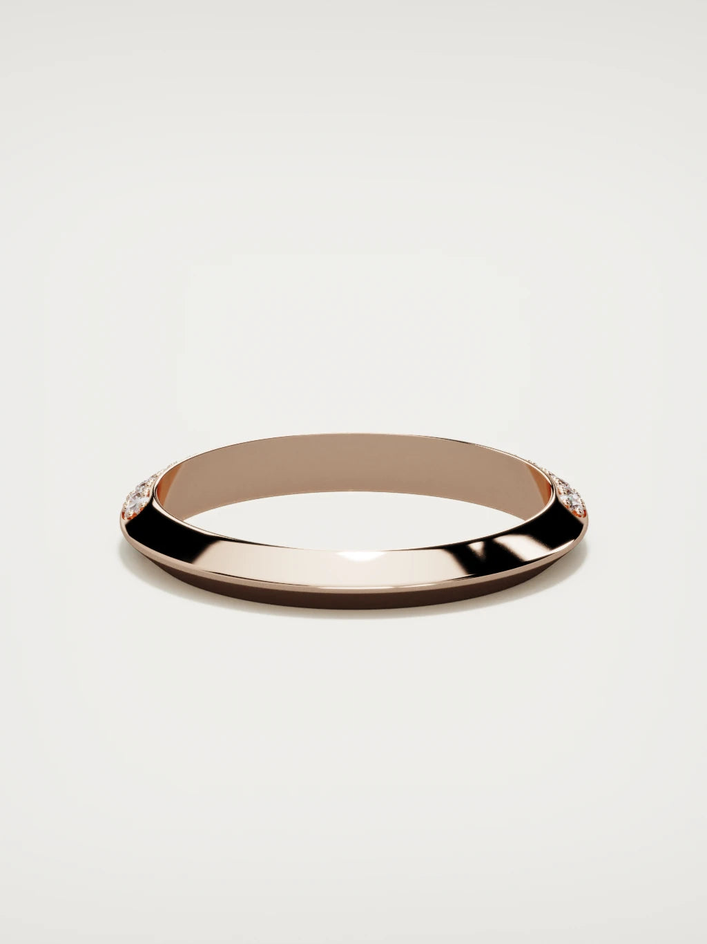 The Rayo diamond knife-edge men's band in 14K rose gold, 3 mm, back view