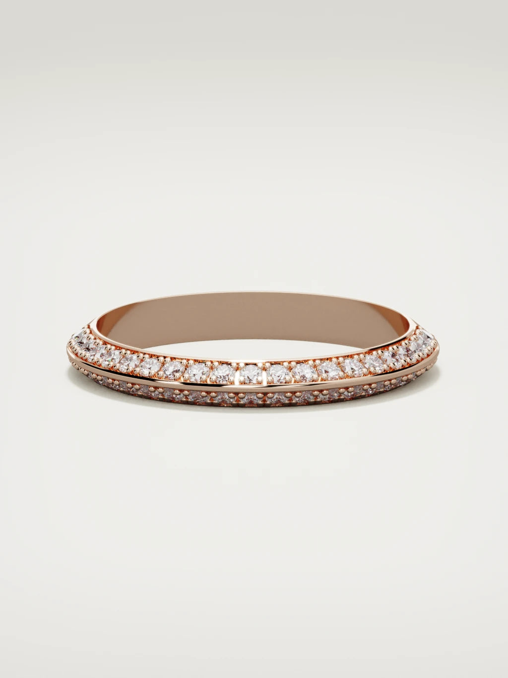 The Rayo diamond knife-edge men's band in 14K rose gold, 3 mm, front view